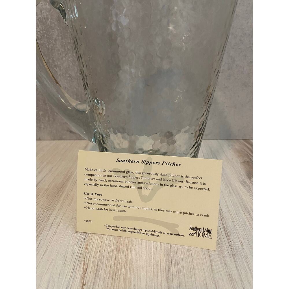 Southern Living at Home Southern Sippers Pitcher Hammered Glass - 40872 NIB